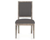 Canadel Loft Upholstered Dining Chair 312A in Shadow & Faux Leather XU, front view