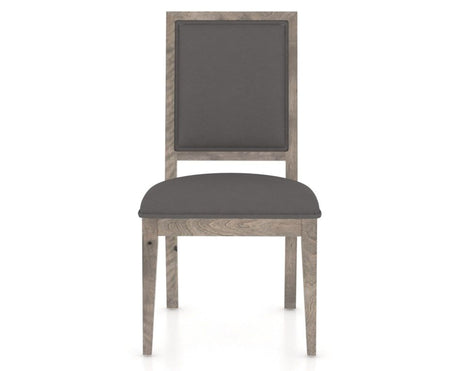 Canadel Loft Upholstered Dining Chair 312A in Shadow & Faux Leather XU, front view