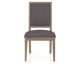Canadel Loft Upholstered Dining Chair 312A in XU Faux Leather and 25 Pecan Washed, front view
