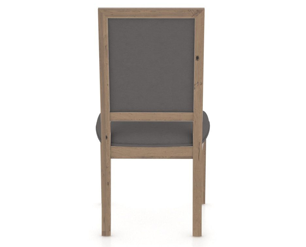 Canadel Loft Upholstered Dining Chair 312A in XU Faux Leather and 25 Pecan Washed, back view