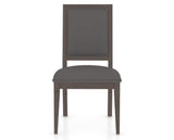 Canadel Loft Upholstered Dining Chair 312A in XU Faux Leather and 29 Hazelnut Washed, front view
