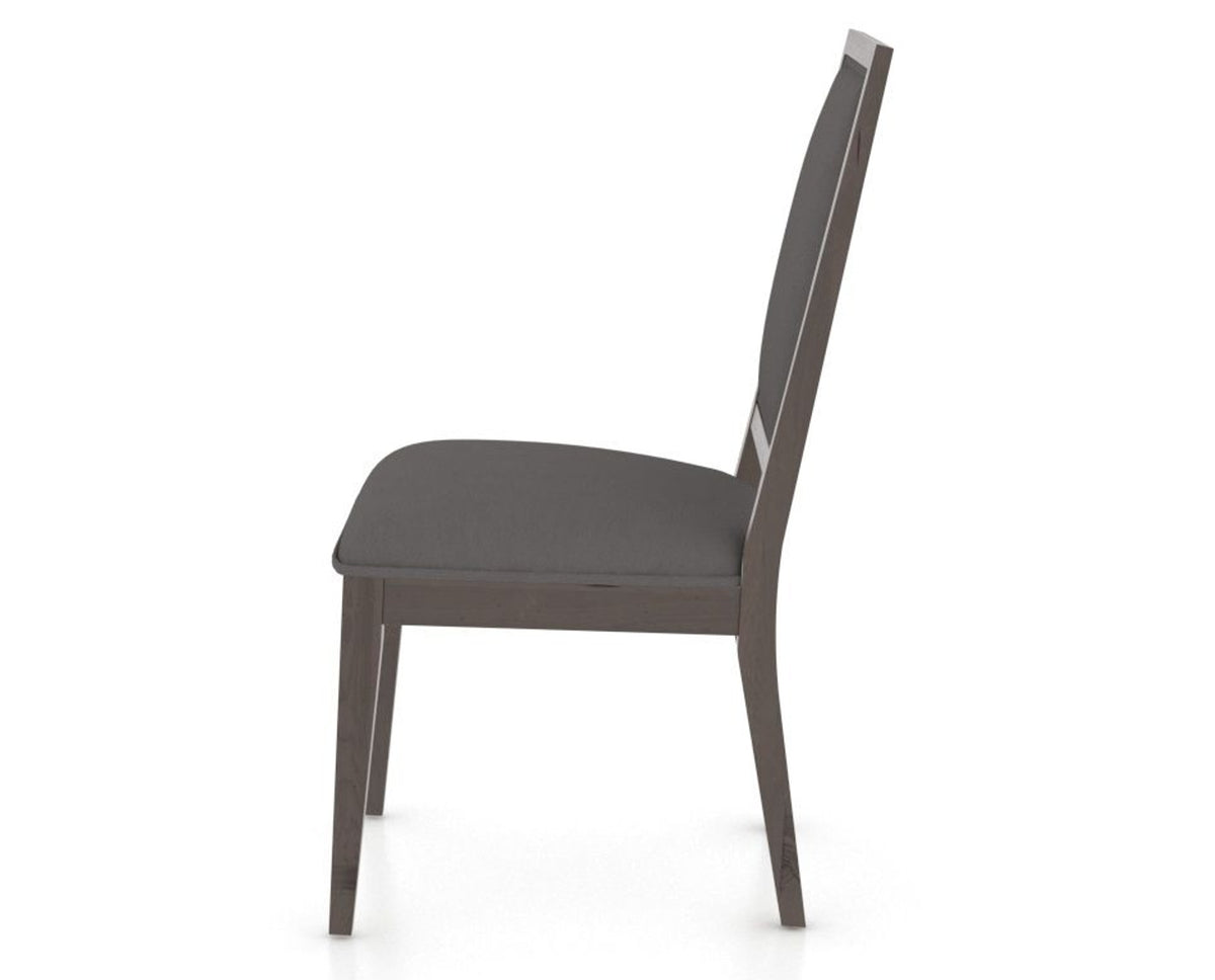 Canadel Loft Upholstered Dining Chair 312A in XU Faux Leather and 29 Hazelnut Washed, side view