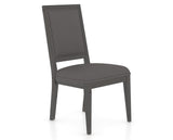 Canadel Loft Upholstered Dining Chair 312A in XU Faux Leather and 59 Davy's Grey, three-quarter view