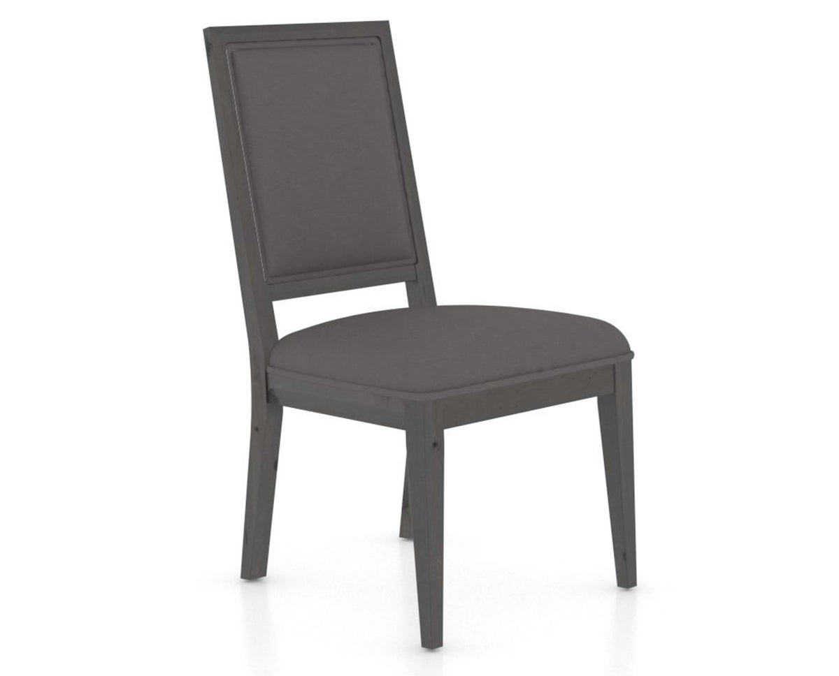 Canadel Loft Upholstered Dining Chair 312A in XU Faux Leather and 59 Davy's Grey, three-quarter view