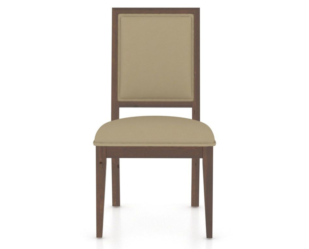 Canadel Loft Upholstered Dining Chair 312A in XY Faux Leather and 19 Cognac Washed, front view