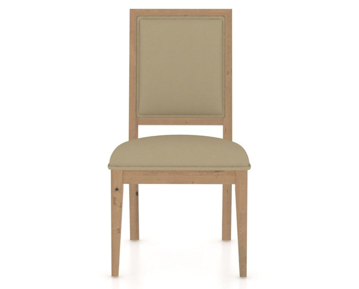 Canadel Loft Upholstered Dining Chair 312A in XY Faux Leather and 20 Caramel Washed, front view