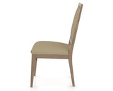 Canadel Loft Upholstered Dining Chair 312A in XY Faux Leather and 25 Pecan Washed, side view