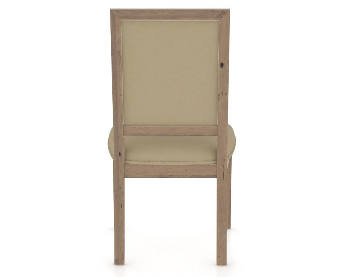 Canadel Loft Upholstered Dining Chair 312A in XY Faux Leather and 25 Pecan Washed, back view
