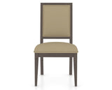 Canadel Loft Upholstered Dining Chair 312A in XY Faux Leather and 29 Hazelnut Washed, front view