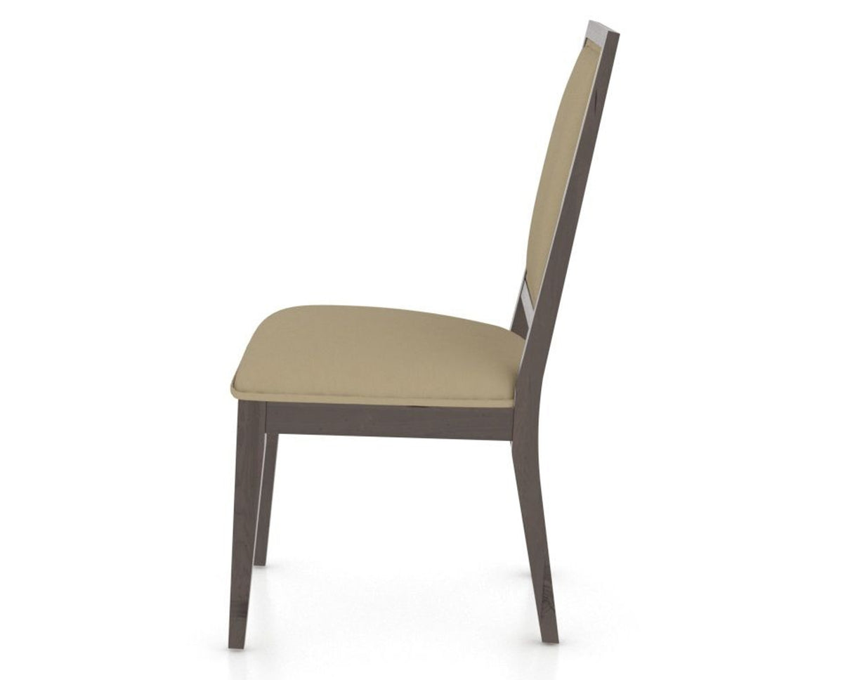 Canadel Loft Upholstered Dining Chair 312A in XY Faux Leather and 29 Hazelnut Washed, side view