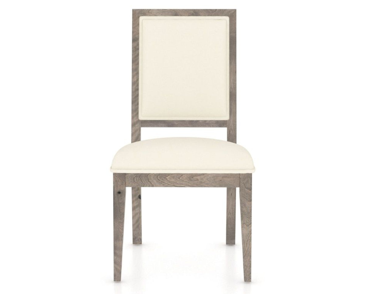 Canadel Loft Upholstered Dining Chair 312A in YJ Faux Leather and 08 Shadow, front view