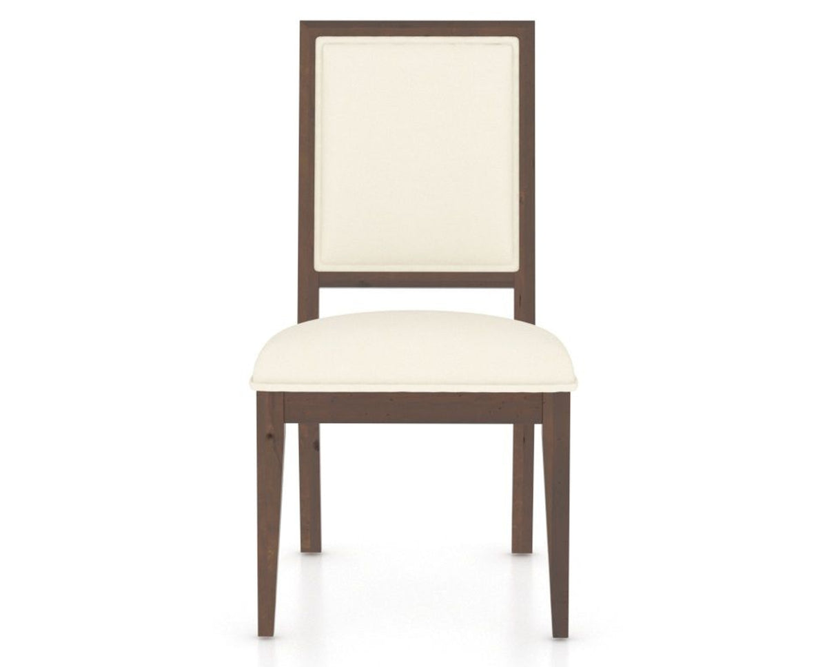 Canadel Loft Upholstered Dining Chair 312A in YJ Faux Leather and 19 Cognac Washed, front view