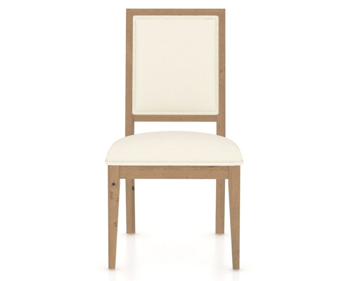Canadel Loft Upholstered Dining Chair 312A in YJ Faux Leather and 20 Caramel Washed, front view