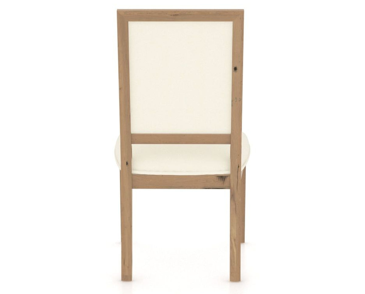 Canadel Loft Upholstered Dining Chair 312A in YJ Faux Leather and 20 Caramel Washed, back view
