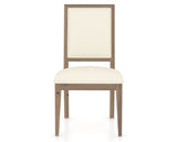 Canadel Loft Upholstered Dining Chair 312A in YJ Faux Leather and 25 Pecan Washed, front view