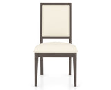 Canadel Loft Upholstered Dining Chair 312A in YJ Faux Leather and 29 Hazelnut Washed, front view