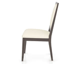 Canadel Loft Upholstered Dining Chair 312A in YJ Faux Leather and 29 Hazelnut Washed, side view