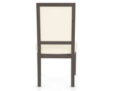 Canadel Loft Upholstered Dining Chair 312A in YJ Faux Leather and 29 Hazelnut Washed, back view