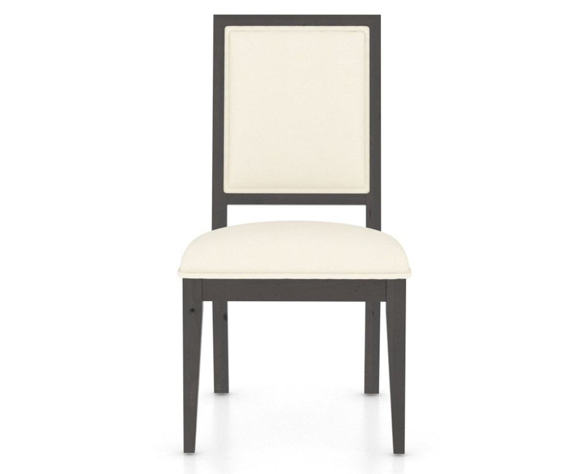 Canadel Loft Upholstered Dining Chair 312A in YJ Faux Leather and 59 Davy's Grey, front view