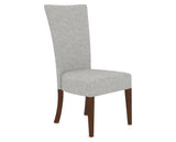 Canadel Upholstered Dining Chair 5013 in 7C Fabric and 19 Cognac Washed, three-quarter view