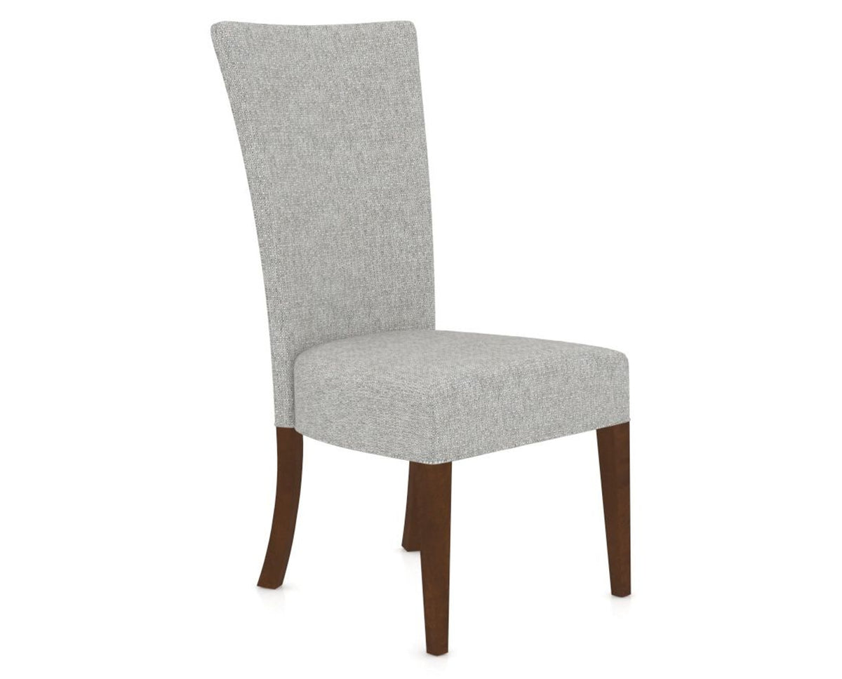 Canadel Upholstered Dining Chair 5013 in 7C Fabric and 19 Cognac Washed, three-quarter view