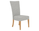 Canadel Upholstered Dining Chair 5013 in 7C Fabric and 20 Caramel Washed, three-quarter view