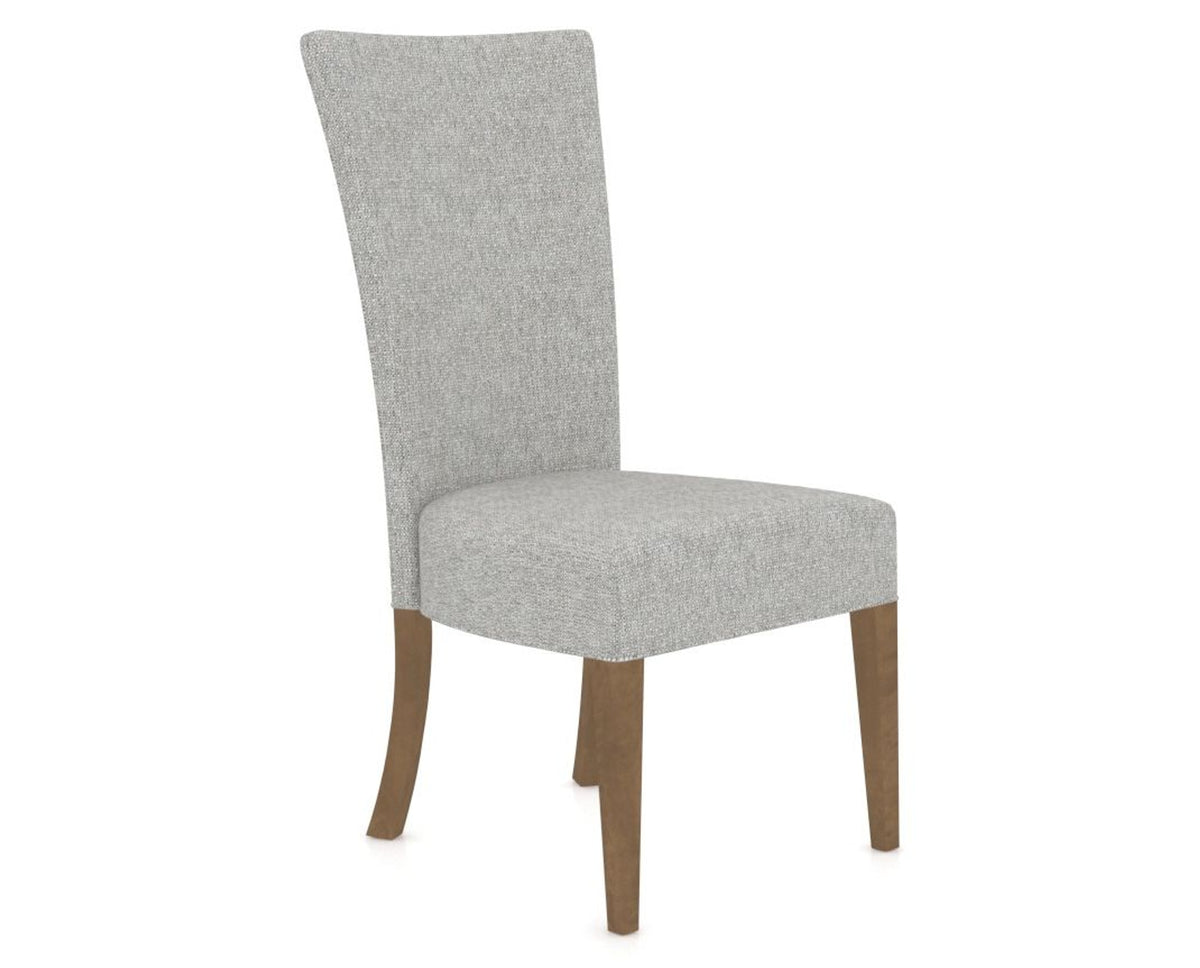 Canadel Upholstered Dining Chair 5013 in 7C Fabric and 25 Pecan Washed, three-quarter view