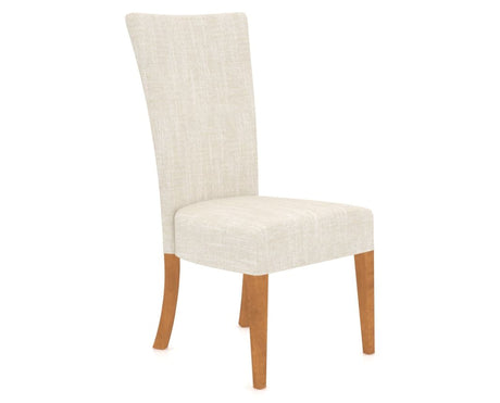 Canadel Upholstered Dining Chair 5013 in FT InsideOut® and 01 Honey Washed, three-quarter view
