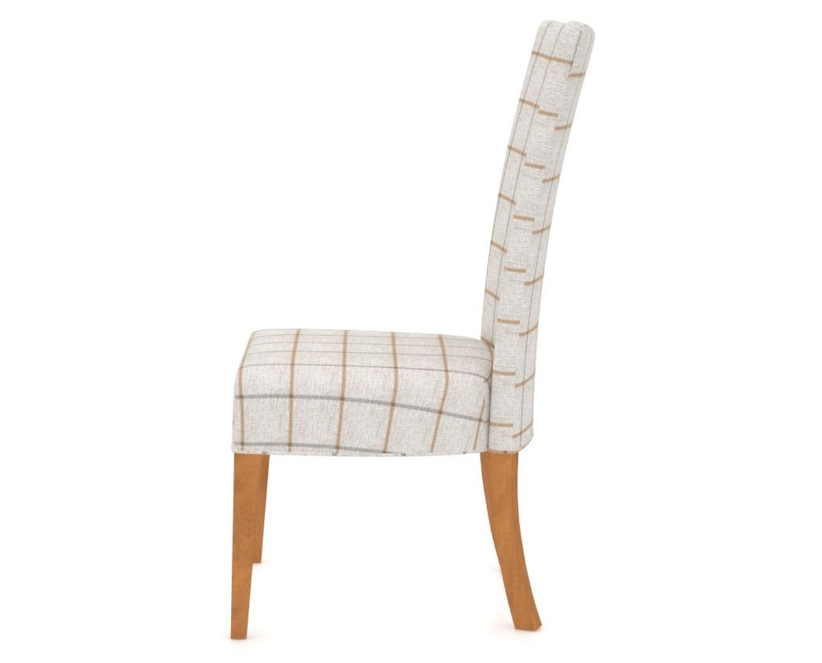 Canadel Upholstered Dining Chair 5013 in OZ Fabric and 01 Honey Washed, side view