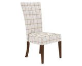 Canadel Upholstered Dining Chair 5013 in OZ Fabric and 19 Cognac Washed, three-quarter view