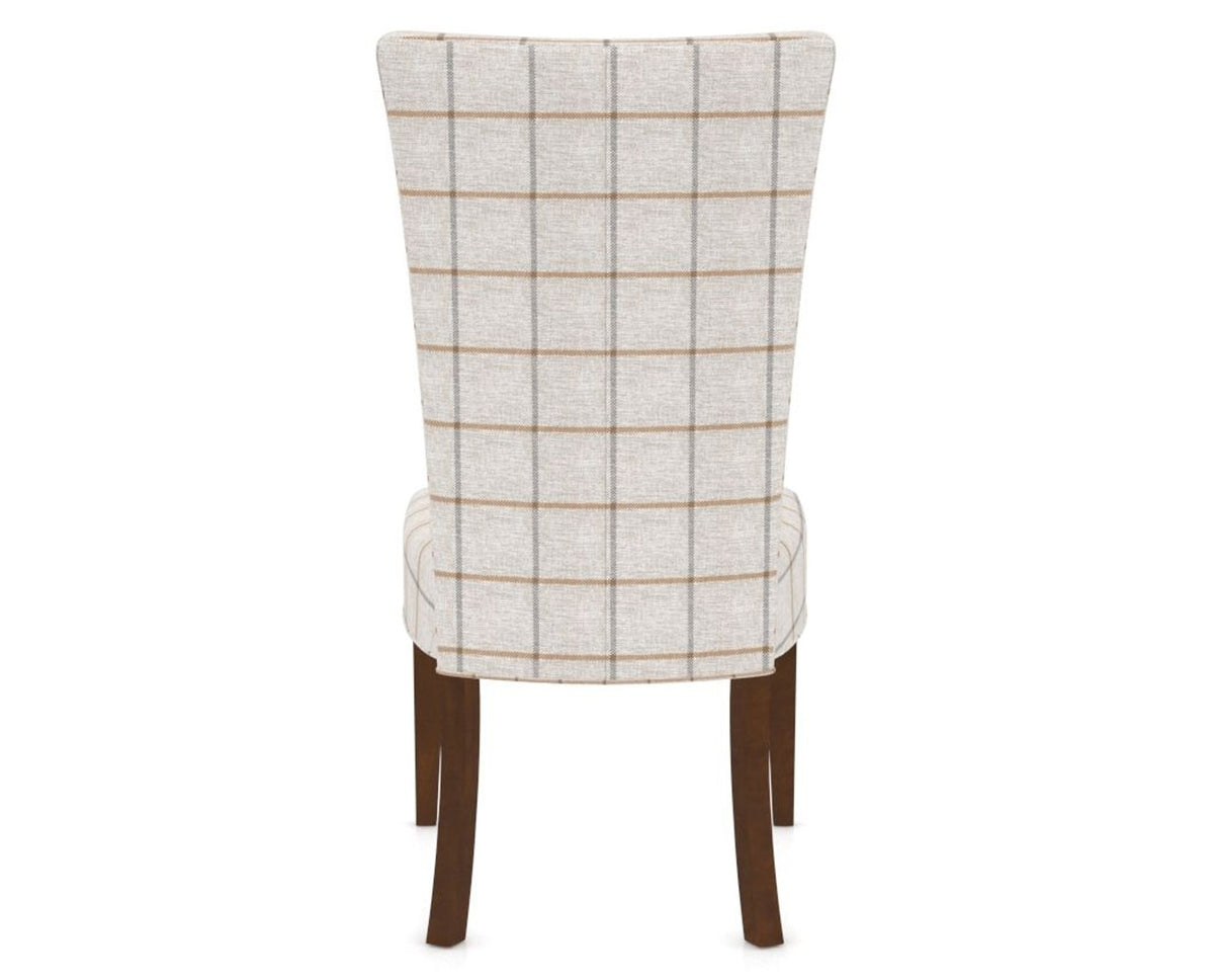 Canadel Upholstered Dining Chair 5013 in OZ Fabric and 19 Cognac Washed, back view