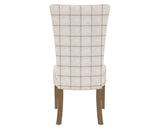 Canadel Upholstered Dining Chair 5013 in OZ Fabric and 25 Pecan Washed, back view
