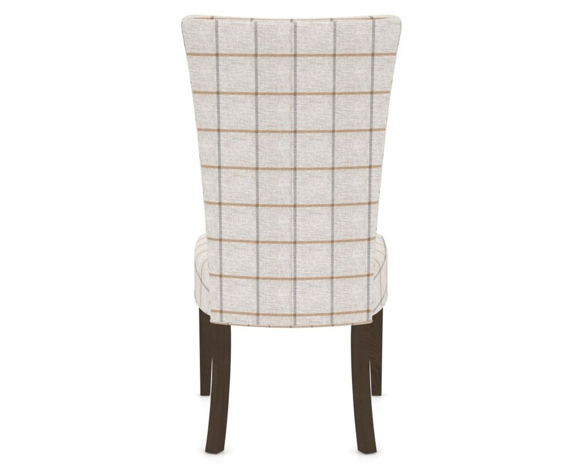 Canadel Upholstered Dining Chair 5013 in OZ Fabric and 29 Hazelnut Washed, back view