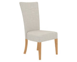 Canadel Upholstered Dining Chair 5013 in TB Fabric and 20 Caramel Washed, three-quarter view
