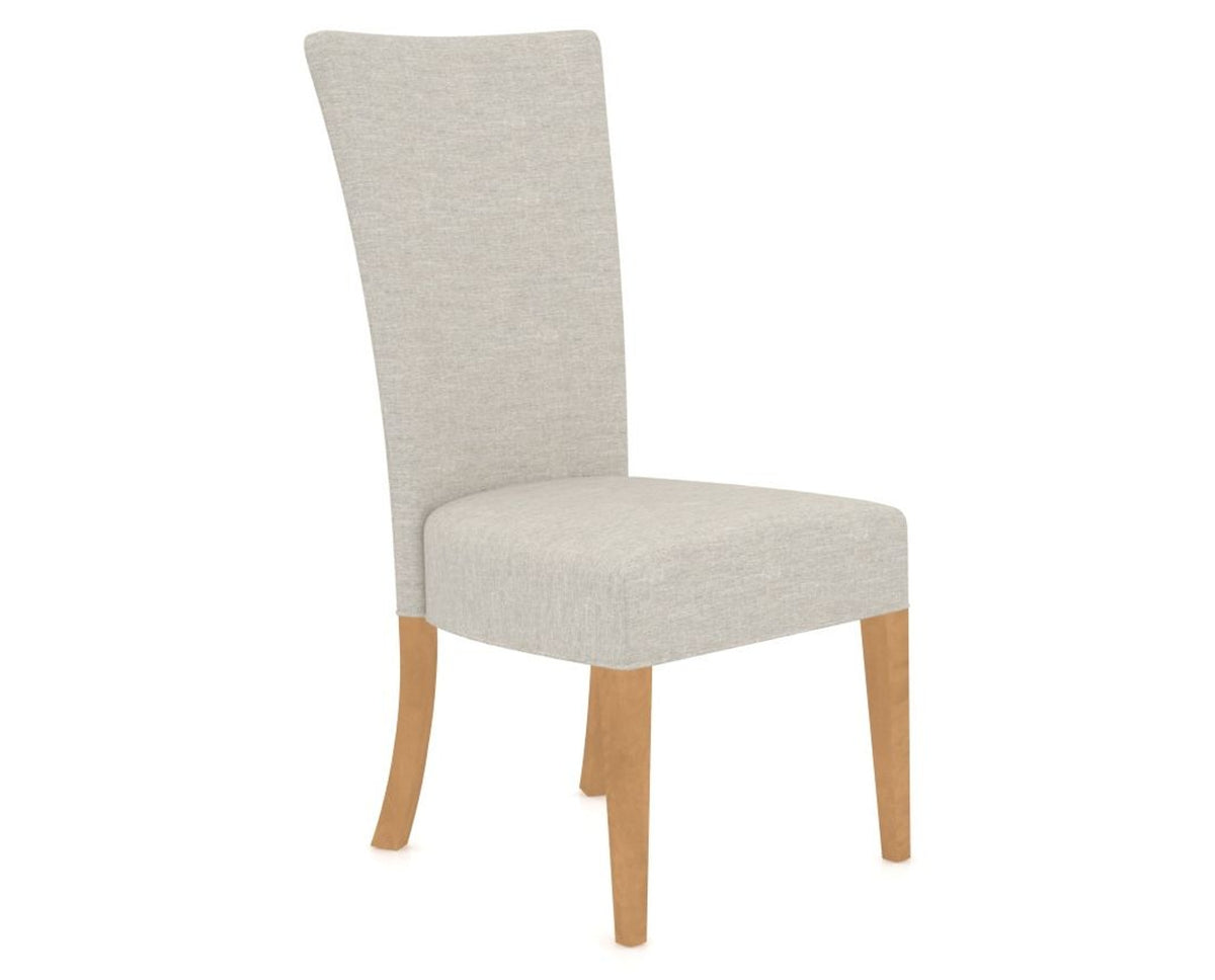 Canadel Upholstered Dining Chair 5013 in TB Fabric and 20 Caramel Washed, three-quarter view