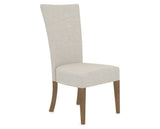 Canadel Upholstered Dining Chair 5013 in TB Fabric and 25 Pecan Washed, three-quarter view