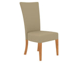 Canadel Upholstered Dining Chair 5013 in XY Faux Leather and 01 Honey Washed, three-quarter view