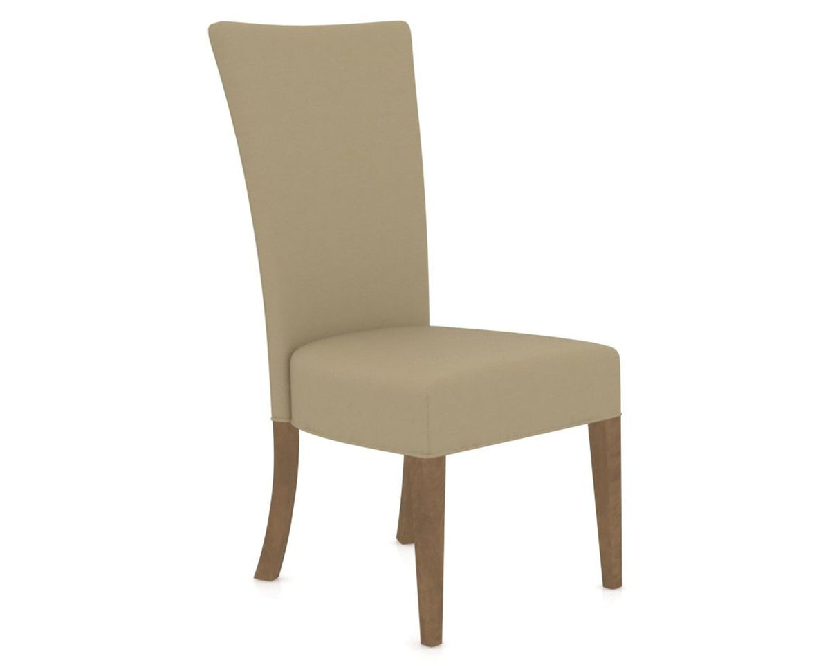 Canadel Upholstered Dining Chair 5013 in XY Faux Leather and 25 Pecan Washed, three-quarter view