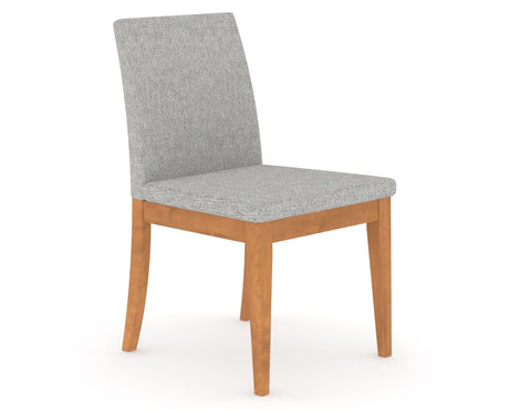 Canadel Upholstered Dining Chair 5038 in 7C Fabric and 01 Honey Washed, three-quarter view