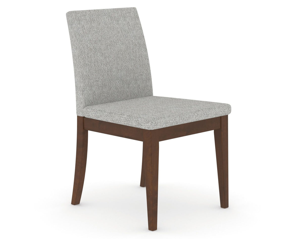 Canadel Upholstered Dining Chair 5038 in 7C Fabric and 19 Cognac Washed, three-quarter view