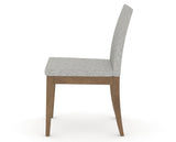 Canadel Upholstered Dining Chair 5038 in 7C Fabric and 25 Pecan Washed, side view