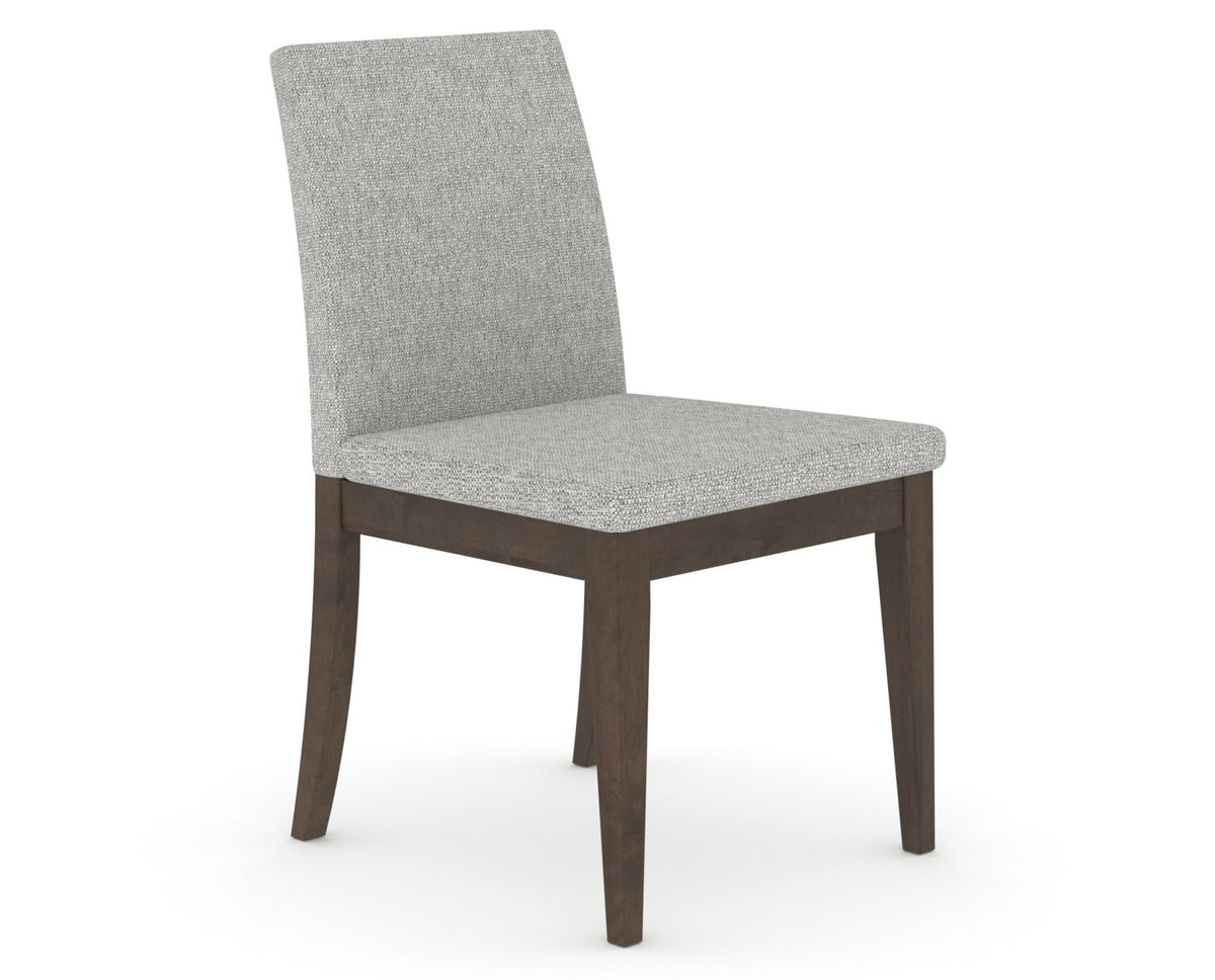 Canadel Upholstered Dining Chair 5038 in 7C Fabric and 29 Hazelnut Washed, three-quarter view