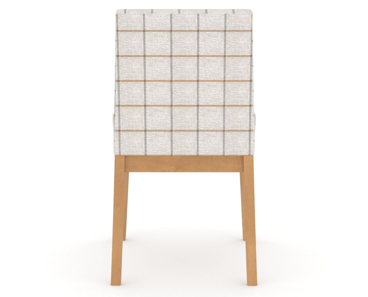 Canadel Upholstered Dining Chair 5038 in OZ Fabric and 20 Caramel Washed, back view