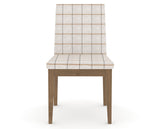 Canadel Upholstered Dining Chair 5038 in OZ Fabric and 25 Pecan Washed, front view