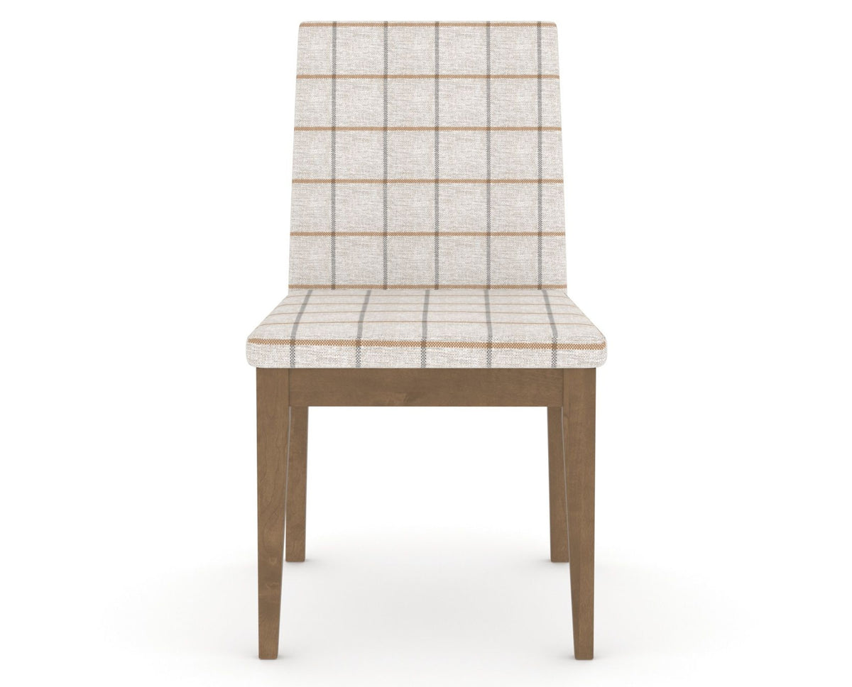 Canadel Upholstered Dining Chair 5038 in OZ Fabric and 25 Pecan Washed, front view