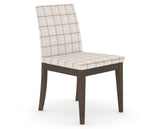 Canadel Upholstered Dining Chair 5038 in OZ Fabric and 29 Hazelnut Washed, three-quarter view