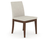 Canadel Upholstered Dining Chair 5038 in TB Fabric and 19 Cognac Washed, three-quarter view