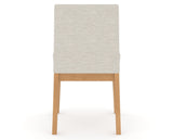 Canadel Upholstered Dining Chair 5038 in TB Fabric and 20 Caramel Washed, back view