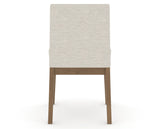 Canadel Upholstered Dining Chair 5038 in TB Fabric and 25 Pecan Washed, back view