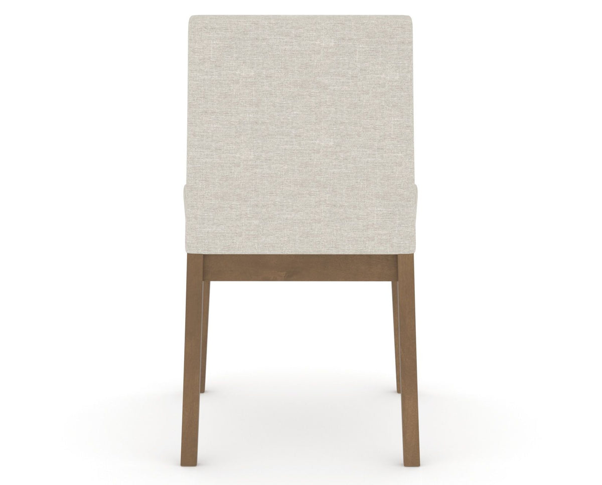 Canadel Upholstered Dining Chair 5038 in TB Fabric and 25 Pecan Washed, back view